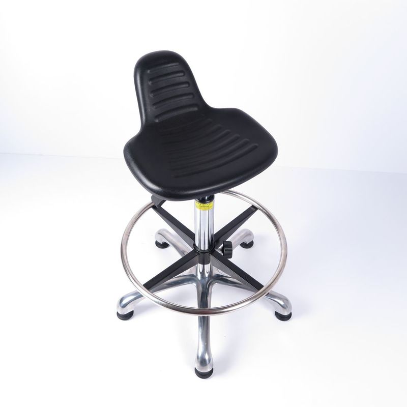 Chromeのガス上昇およびアルミニウム基盤が付いているPUの泡のクッション人間工学的ESDの椅子 サプライヤー